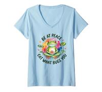 Femme Citation humoristique de méditation grenouille - Mindful Eating Diet Humour T-Shirt avec Col en V