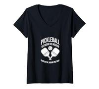 Femme Citation Humoristique de pagaie de Pickleball pour Les Joueurs T-Shirt avec Col en V