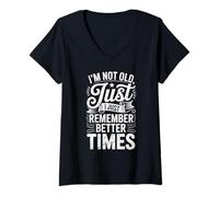 Femme Citation Humoristique I Remember Better Times Nostalgic Boomer T-Shirt avec Col en V