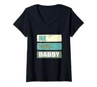 Femme Citation Humoristique pour la Saint-Valentin pour Papa et Lui, Papa, fête des pères T-Shirt avec Col en V