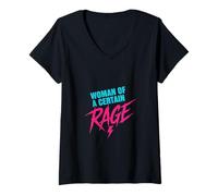 Femme Citation Humoristique Woman of A Certain Rage T-Shirt avec Col en V