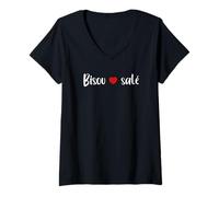 Femme Citation Humour Bretagne Bisou salé T-Shirt avec Col en V