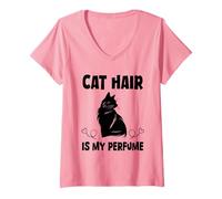 Femme Citation Humour Cat Hair is My Perfume T-Shirt avec Col en V