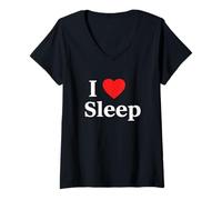 Femme Citation « I Love to Sleep Relaxation » pour Les rêveurs T-Shirt avec Col en V
