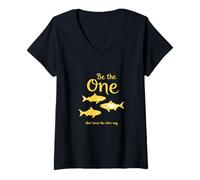 Femme Citation inspirante Be The One That Turns The Other Way T-Shirt avec Col en V