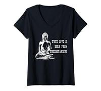 Femme Citation inspirante de Bouddha True Love Understanding T-Shirt avec Col en V