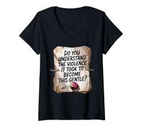 Femme Citation inspirante philosophie émotionnelle Profonde Edgy Esthétique T-Shirt avec Col en V