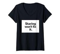 Femme Citation ironique de Sensibilisation au Vitiligo Staring Won't Fix It T-Shirt avec Col en V