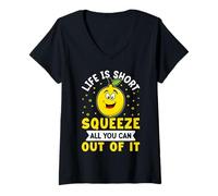 Femme Citation « Life Is Short » pour support de limonade T-Shirt avec Col en V