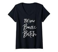 Femme Citation Mignonne de salope pour Les Femmes confiantes Pas Votre Chienne de Base T-Shirt avec Col en V