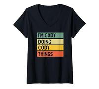 Femme Citation personnalisée Humoristique I'm Cody Doing Cody Things T-Shirt avec Col en V