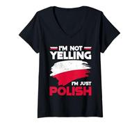 Femme Citation Pologne I'm Not Yelling I'm Just Polish T-Shirt avec Col en V