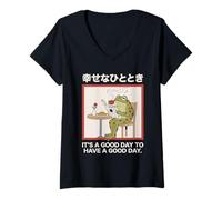 Femme Citation Positive de Grenouille It's A Good Day to Have A Good Day T-Shirt avec Col en V