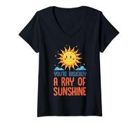 Femme Citation Positive You're A Ray of Sunshine Smiling Sun T-Shirt avec Col en V