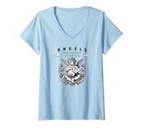 Femme Citation protectrice Angels Watching Over Us T-Shirt avec Col en V
