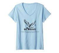 Femme Citation Religieuse Be Brave Jesus Blessed Eagle God Bible T-Shirt avec Col en V