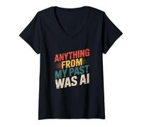 Femme Citation rétro AI Nostalgie Design Vintage Vieilli T-Shirt avec Col en V