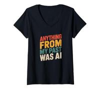 Femme Citation rétro AI Nostalgie Design Vintage Vieilli T-Shirt avec Col en V