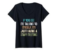 Femme Citation Sarcastique Amusante Qui Parle à Moi-même pour Les Travailleurs indépendants T-Shirt avec Col en V