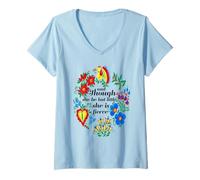 Femme Citation « Though She Be But Little She Is Fierce Shakespeare » T-Shirt avec Col en V