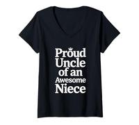 Femme Citation typographique fière de l'oncle d'une nièce géniale T-Shirt avec Col en V