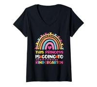 Femme Citations amusantes de l'école « This Princess Is Going To Kindergarten » T-Shirt avec Col en V