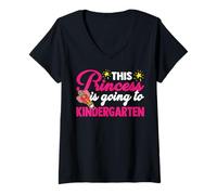 Femme Citations amusantes de l'école « This Princess Is Going To Kindergarten » T-Shirt avec Col en V