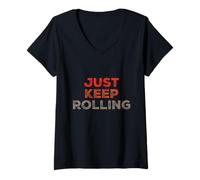 Femme Citations amusantes du BJJ pour les combattants de Jiu Jitsu Just Keep Rolling T-Shirt avec Col en V
