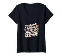 Femme Citations culinaires J'Ai Suivi Mon cœur et Cela m'a mené au réfrigérateur T-Shirt avec Col en V