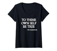 Femme Citations de Shakespeare - to Thine Own Self Be True Hamlet T-Shirt avec Col en V