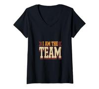 Femme Citations drôles de Travail d'équipe pour l'équipe Funny I Am The Team T-Shirt avec Col en V