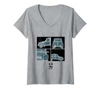 Femme Citroën 2CV Noir Glamour Gros Plans T-Shirt avec Col en V, Gris Chiné, M