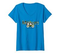 Femme Citroen Mehari T-Shirt avec Col en V, Saphir, L