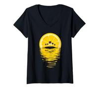 Femme Citron été - Sunset Tropical summer, cadeau, soleil, splash T-Shirt avec Col en V