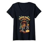 Femme Citrouille Zombies from Outer Space Halloween Alien Graphic T-Shirt avec Col en V