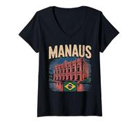 Femme City Travel Brasil Manaus Brasil Découvrez des Merveilles T-Shirt avec Col en V