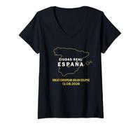 Femme Ciudad Real, España Great European Solar Eclipse 2026 T-Shirt avec Col en V
