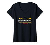 Femme Ciutadella de Menorca, Spain Total Solar Eclipse 2026 T-Shirt avec Col en V