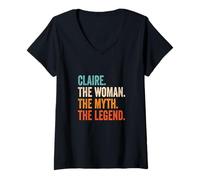 Femme Claire The Woman The Myth The Legend prénom Claire T-Shirt avec Col en V