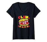 Femme Clam and Collected Kawaii Cute Funny T-Shirt avec Col en V