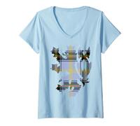 Femme Clan Bell of The Borders Tartan Nom de Famille écossais T-Shirt avec Col en V