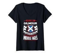 Femme Clan Gilmour Scottish Nom de Famille Réunion Écosse T-Shirt avec Col en V