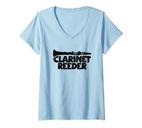 Femme Clarinette Reeder Instructeur de Clarinette T-Shirt avec Col en V