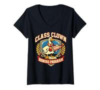 Femme Class Clown Goofs Honors Program Humour Scolaire T-Shirt avec Col en V