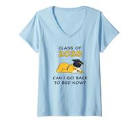 Femme Class of 2038 - Can I Go Back to Bed Now? Funny Graduate Dog T-Shirt avec Col en V