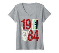Femme Classe de 1984 Graduation High School College Réunion des années 80 T-Shirt avec Col en V
