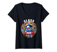 Femme Classe de 2025 College University High School Future T-Shirt avec Col en V