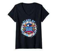 Femme Classe de 2025 College University High School Future T-Shirt avec Col en V