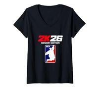 Femme Classe de 2026 Senior Year Gamer Style Basketball Gradué T-Shirt avec Col en V