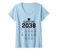 Femme Classe de 2038 Grow with Me Espace pour Empreintes de Mains K-12 Senior T-Shirt avec Col en V